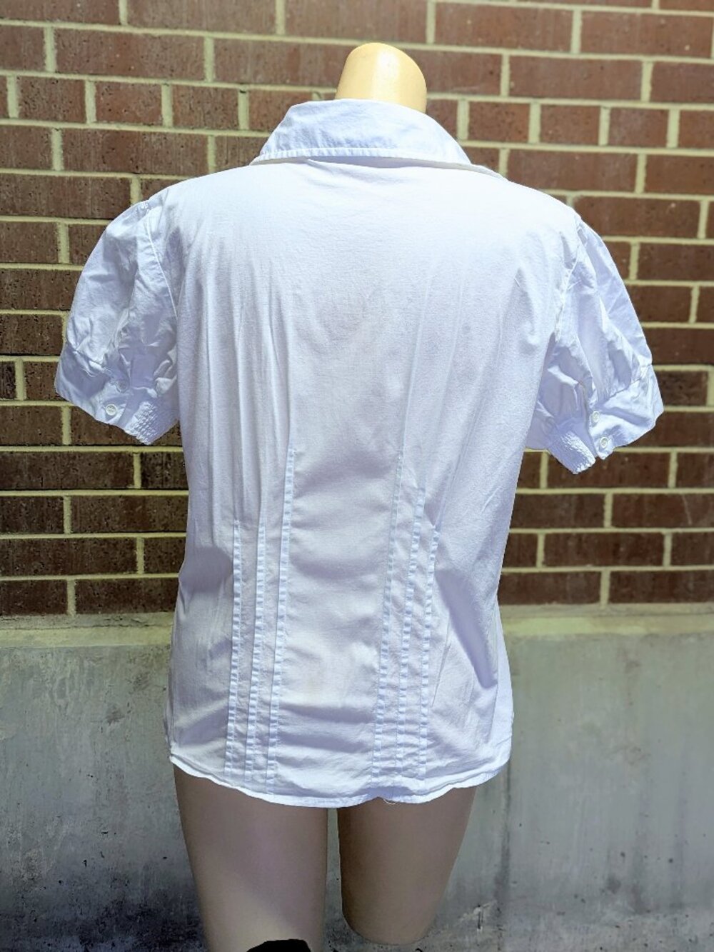 Love Potion White Puff Sleeve Button Front Top Y2K Office Siren Coquette XL - Picture 2 of 5